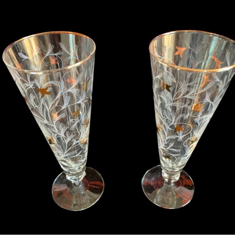 Vintage Libbey Royal Fern Pilsner Glasses 11 oz